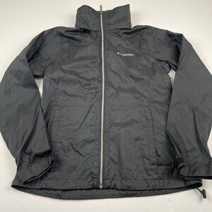 Columbia Hooded Windbreaker Women’s S Full Zip Packable Lightweight Black Hike